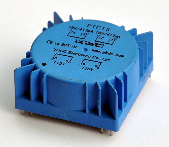 AUDIOWIND In 115/230Vac Out 2x18Vac 15 Watts(VA) Encapsulated Toroidal Power Transformer.