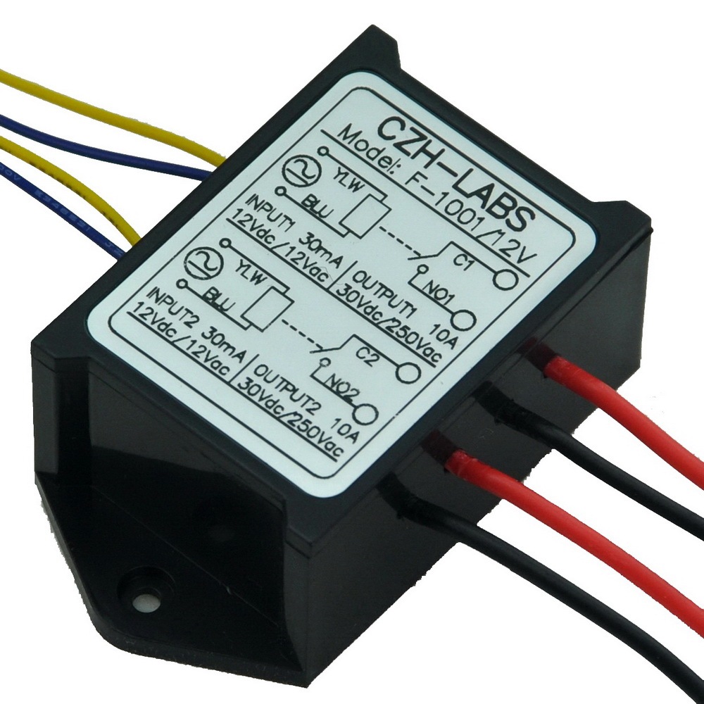 CZH-LABS Dual SPST-NO 10Amp Power Relay Module, AC/DC 12V Control Voltage.