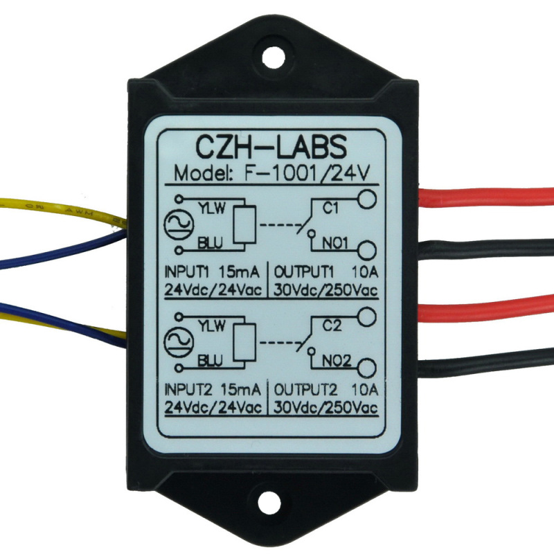 CZH-LABS Dual SPST-NO 10Amp Power Relay Module, AC/DC 24V Control Voltage.