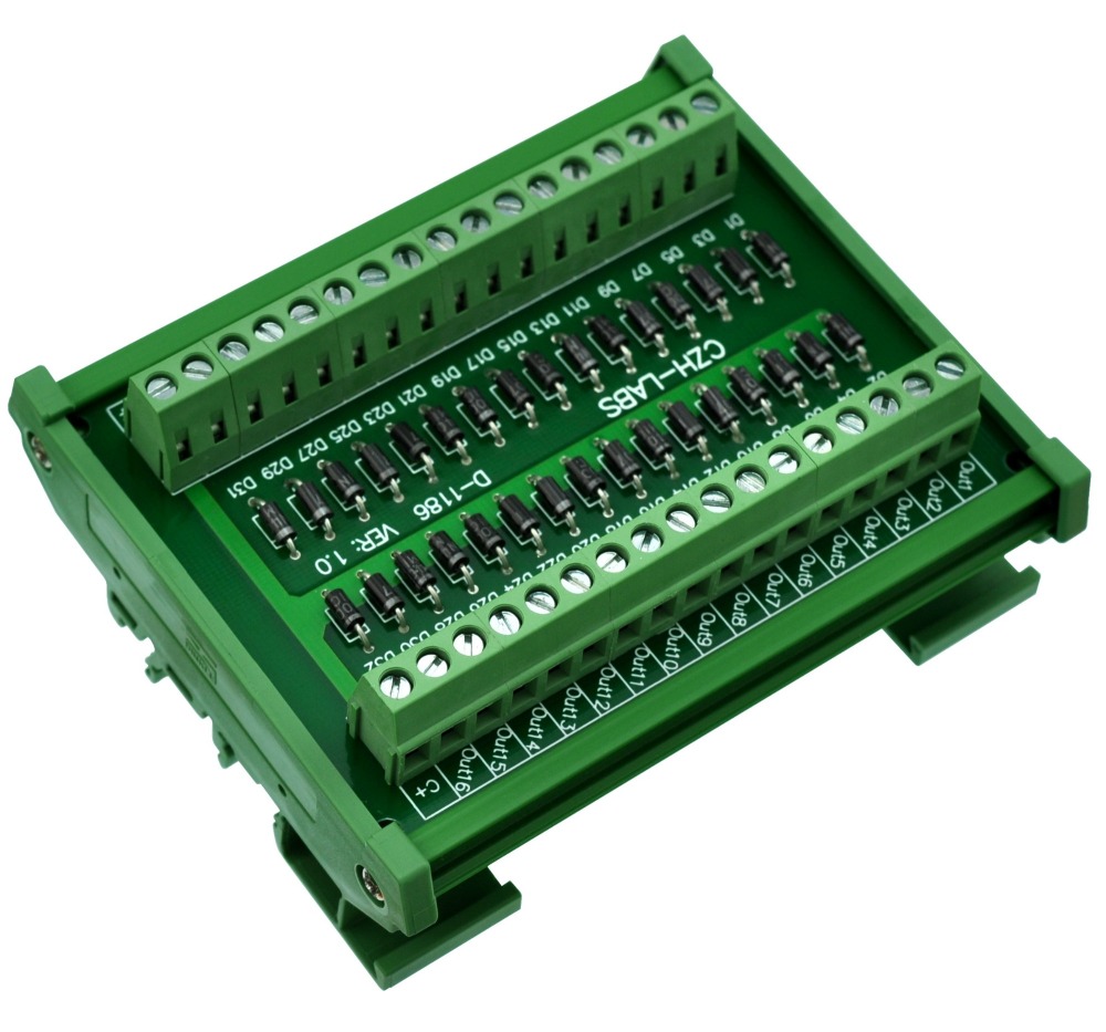 CZH-LABS DIN Rail Mount Common Anode DC Lamp Test Module, 16 Channels.
