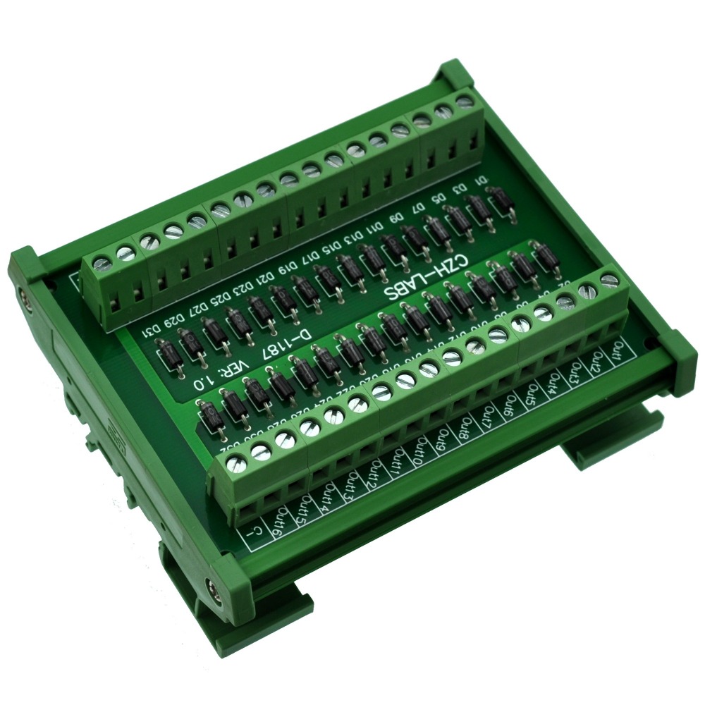 CZH-LABS DIN Rail Mount Common Cathode DC Lamp Test Module, 16 Channels.
