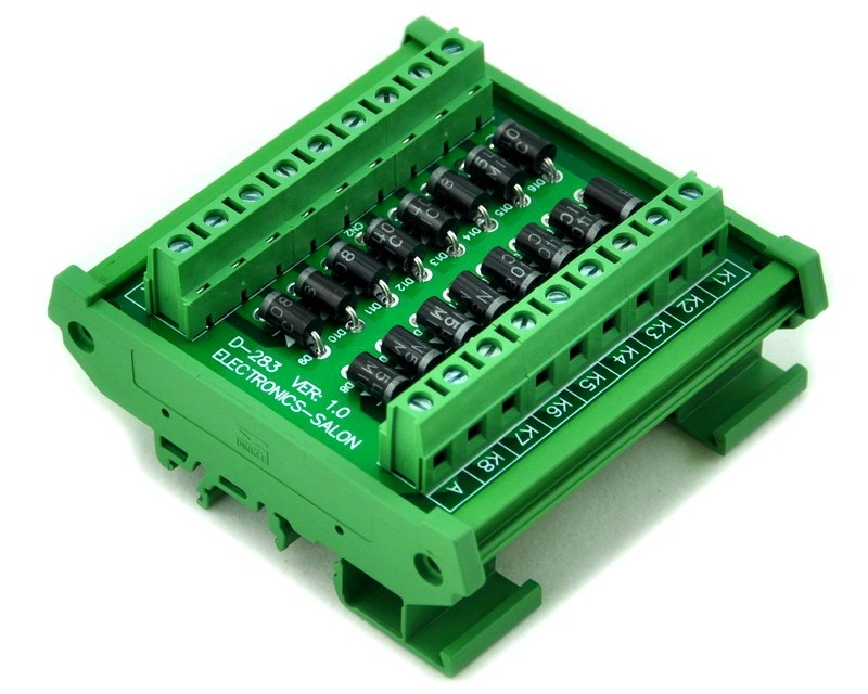 ELECTRONICS-SALON DIN Rail Mount Common Anode 16 Diode Network Module, 1N5408 3A 1000V.