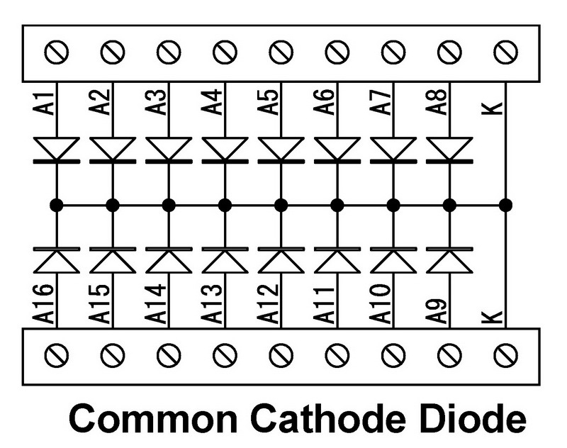 ELECTRONICS-SALON DIN Rail Mount Common Cathode 16 Diode Network Module, 1N5408 3A 1000V.