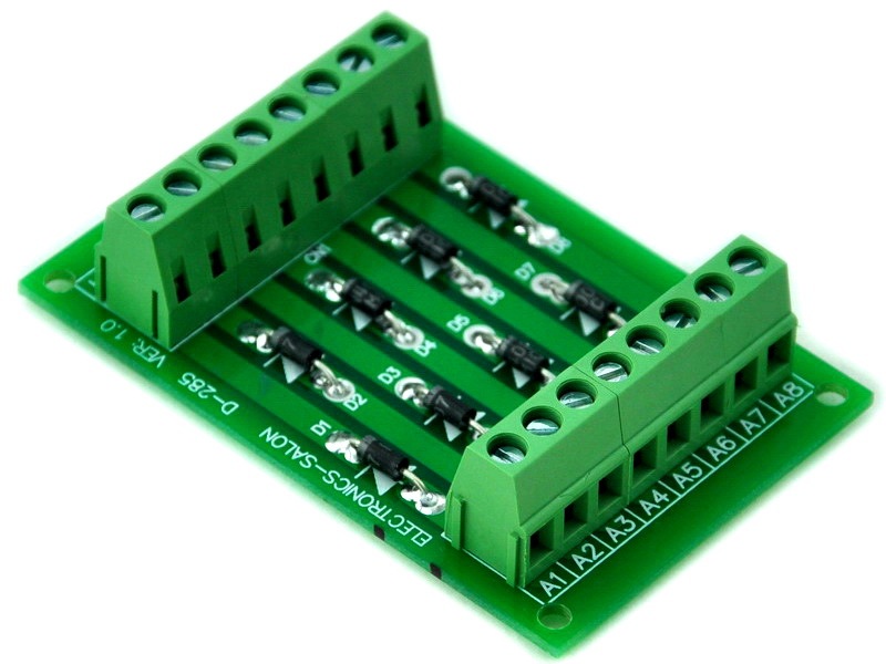 ELECTRONICS-SALON 8 Individual Diode Module Board, 1N4007 1A 1000V.