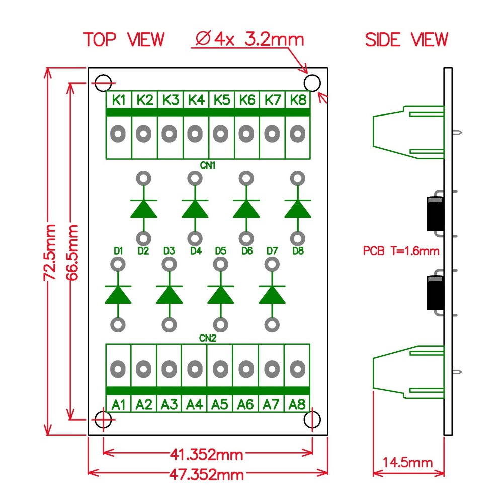 ELECTRONICS-SALON 8 Individual Diode Module Board, 6A10 6A 1000V.