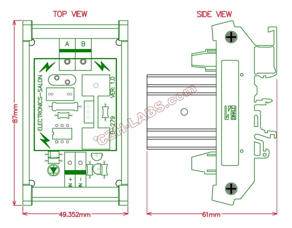 ELECTRONICS-SALON DIN Rail Mount 1 Channel 6 Amp SSR Module Board, in 4~32VDC, out 100~240VAC.