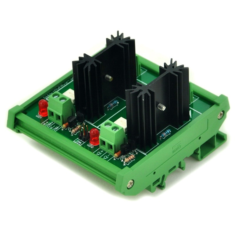 ELECTRONICS-SALON DIN Rail Mount 2 Channel 6 Amp SSR Module Board, in 4~32VDC, out 100~240VAC.