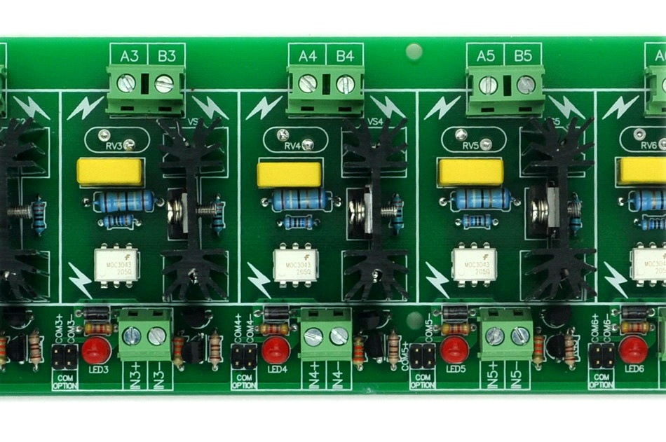 ELECTRONICS-SALON Eight Channel 6A SSR Module Board, in 4~32VDC, out 100~240VAC, Solid State Relay.