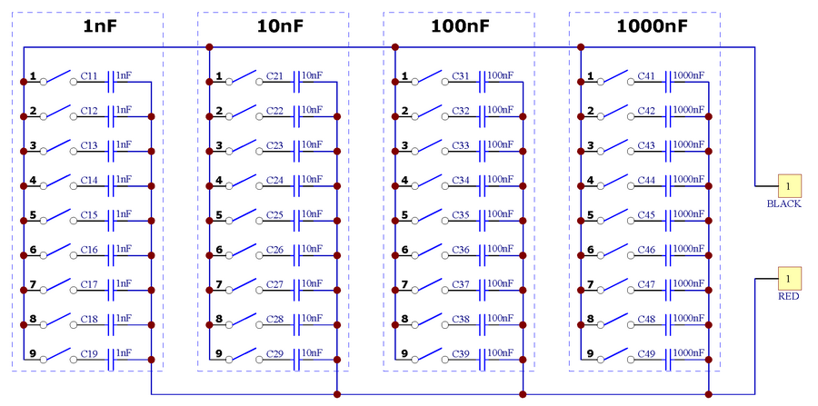 ELECTRONICS-SALON 1nF to 9999nF Step-1nF Four Decade Programmable Capacitor Board.