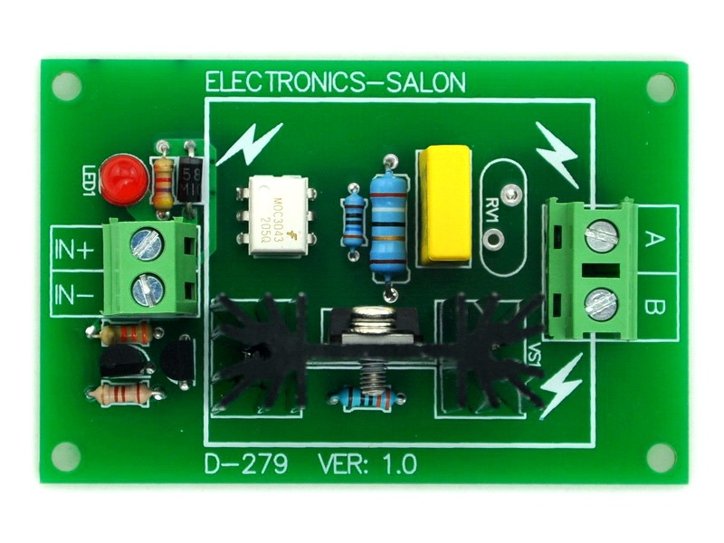 ELECTRONICS-SALON One Channel 6A SSR Module Board, in 4~32VDC, out 100~240VAC, Solid State Relay.