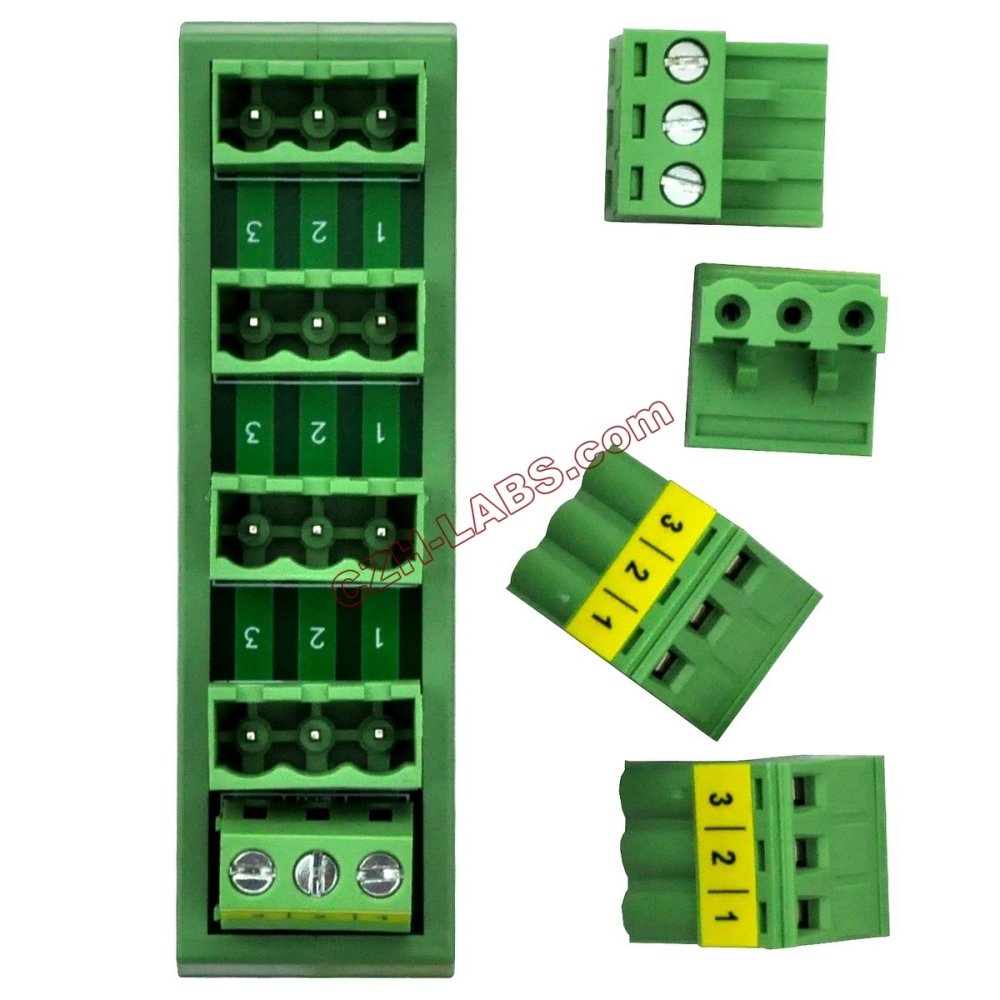 Slim DIN Rail Mount 10A/300V 5x3 Position Pluggable Screw Terminal Block Distribution Module.