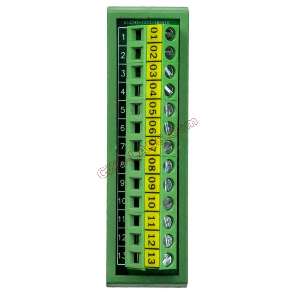 Slim DIN Rail Mount 16A/300V 1x13 Position Screw Terminal Block Distribution Module.