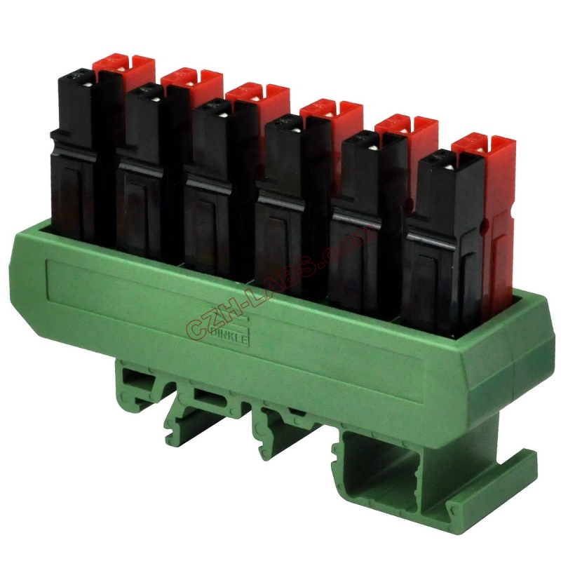 Slim DIN Rail Mount 30A/60V 6-Position Power Distribution Block Module, for Anderson Powerpole Connectors