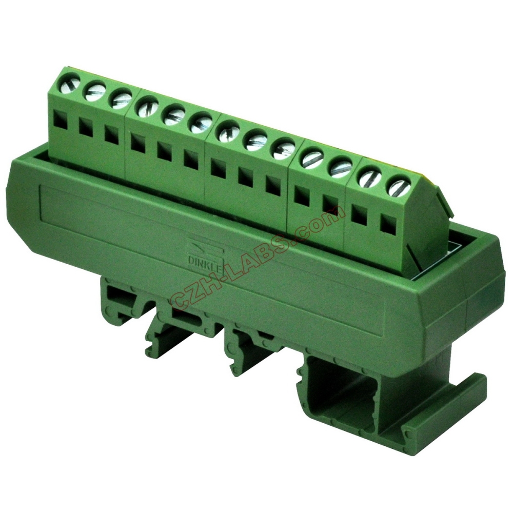 Slim DIN Rail Mount 16A/300V 1x13 Position Screw Terminal Block Distribution Module.