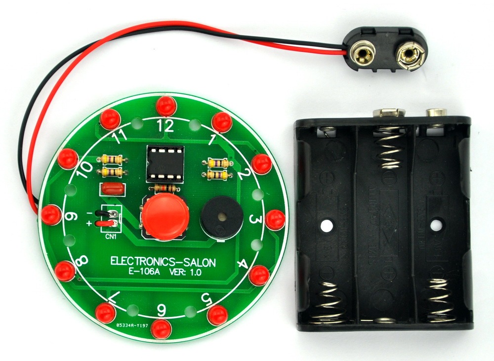 ELECTRONICS-SALON 12 Position LED Electronic Lucky Rotary Board Kit, Based on PIC12F508 MCU.