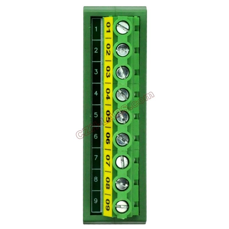 Slim DIN Rail Mount 30A/300V 1x9 Position Screw Terminal Block Distribution Module.