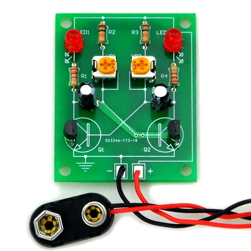 ELECTRONICS-SALON Adjustable Transistor Astable Multivibrator Circuit Learn Kit, LED Flashing, Practical Soldering Project Kit.