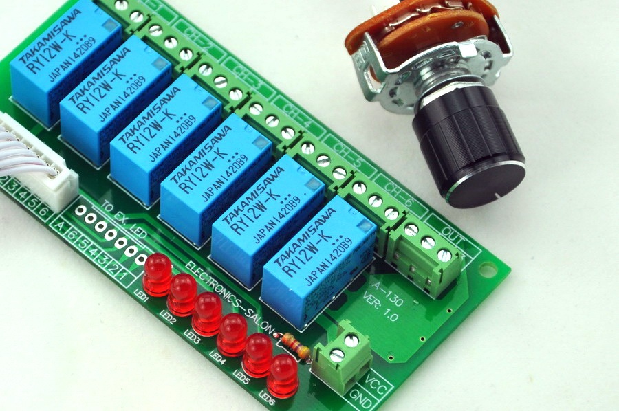 ELECTRONICS-SALON 6 Channel Unbalanced Stereo or Balanced Mono Audio Input Selector Relay Module.