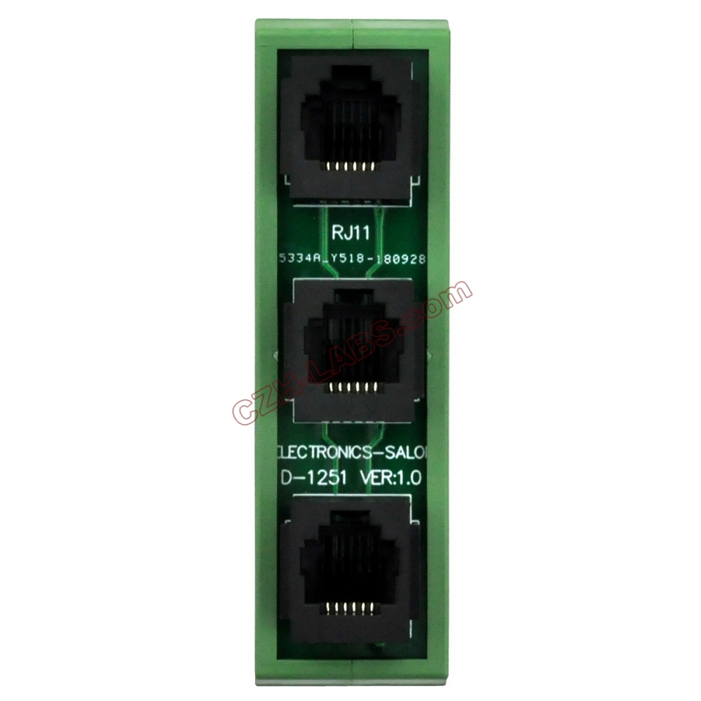 Slim DIN Rail Mount RJ11/RJ12 6P6C 3 Jacks Splitter Buss Board Interface Module.