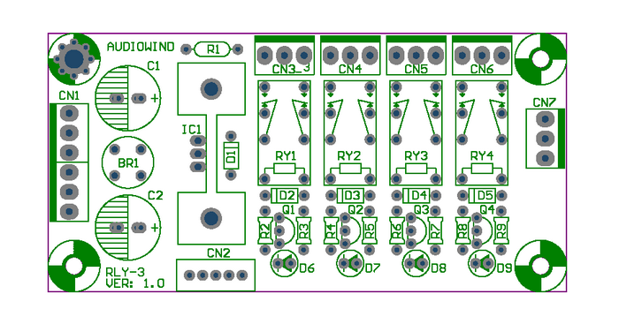 AUDIOWIND Audio Input Selector Relay Board, With 12V regulator.