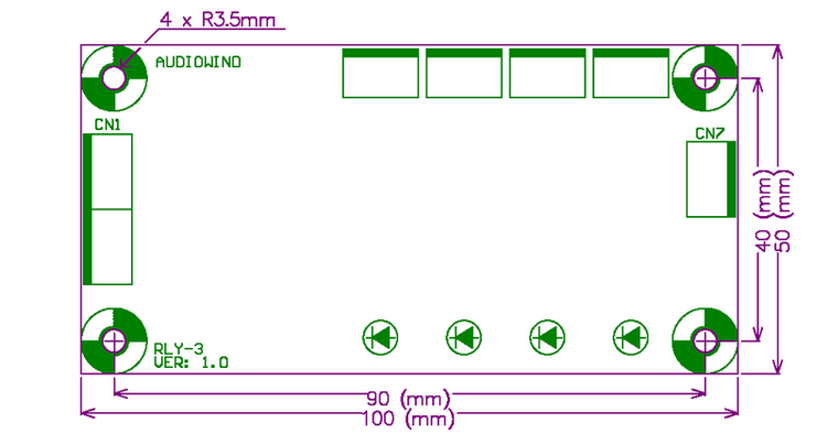 AUDIOWIND Audio Input Selector Relay Board, With 12V regulator.