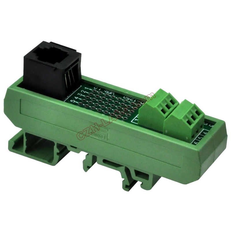 Slim DIN Rail Mount RJ11/RJ12 6P6C Breakout Board Interface Module.