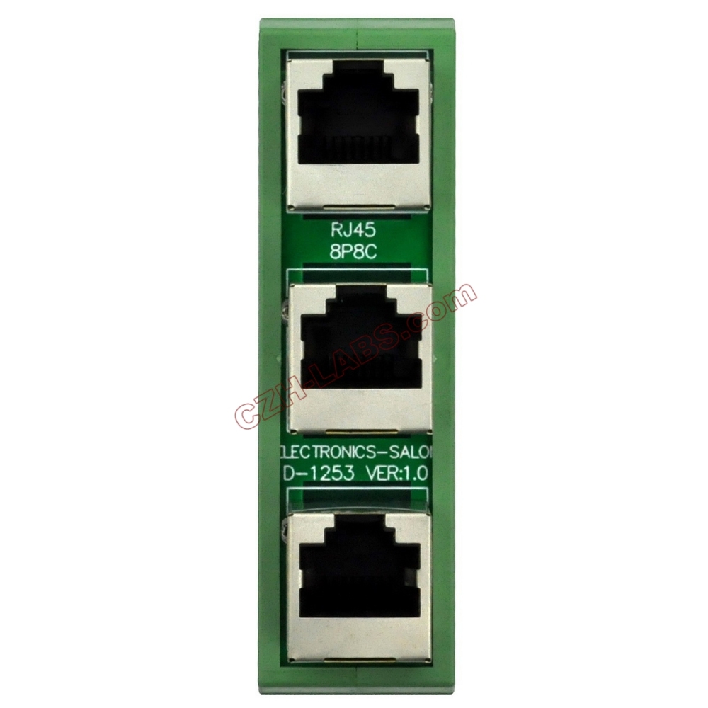 Slim DIN Rail Mount RJ45 8P8C 3 Jacks Splitter Buss Board Interface Module.