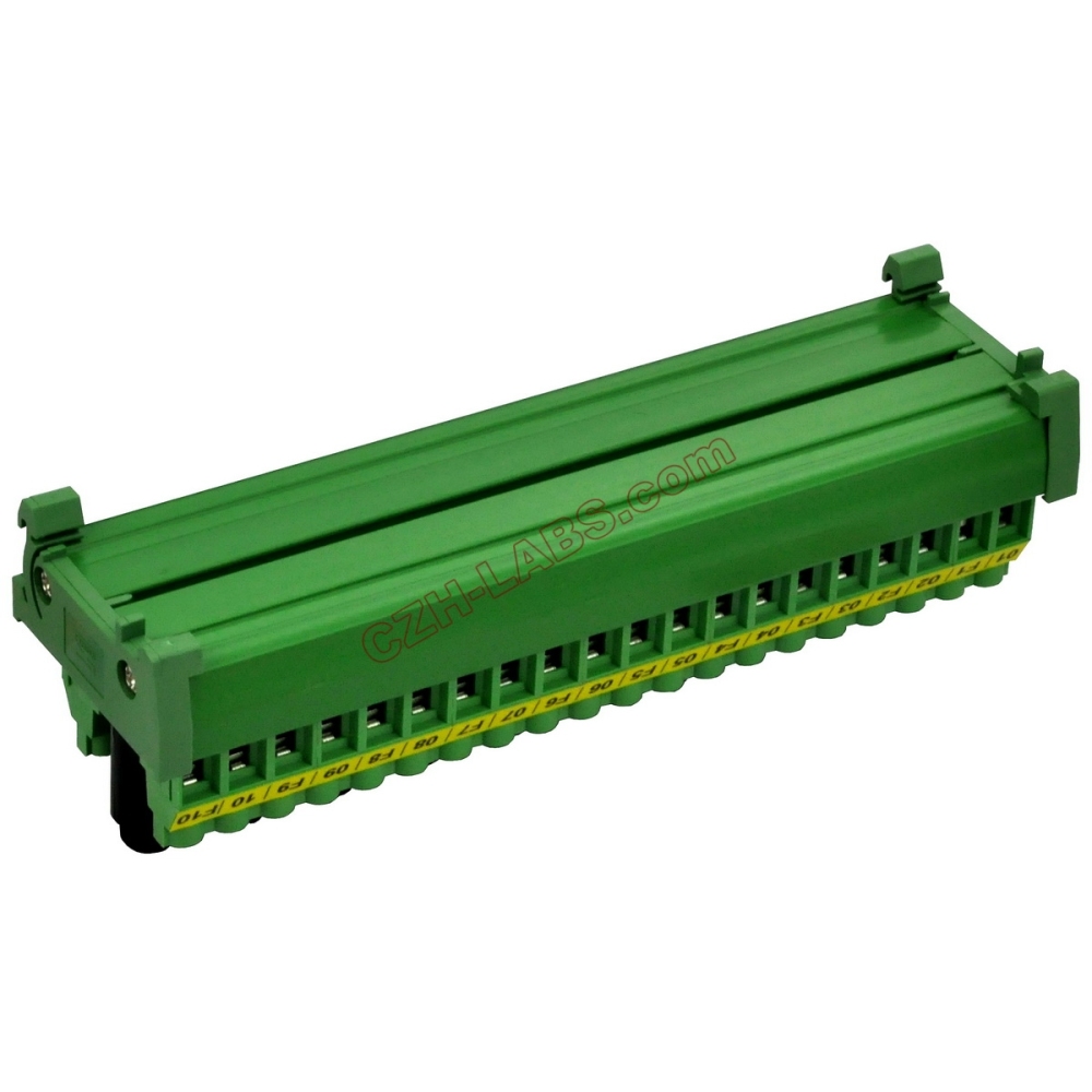 CZH-LABS DIN Rail Mount 20 Position Screw Terminal Block Distribution Module with 10 Channel Fuses
