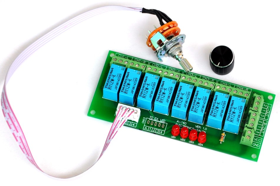 ELECTRONICS-SALON Balanced Four Stereo Audio Signal Input Selector Relay Module.