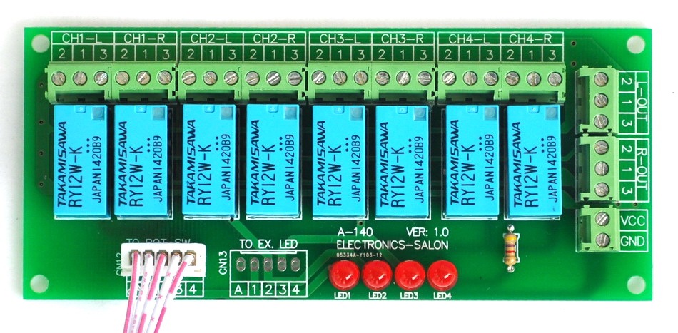 ELECTRONICS-SALON Balanced Four Stereo Audio Signal Input Selector Relay Module.