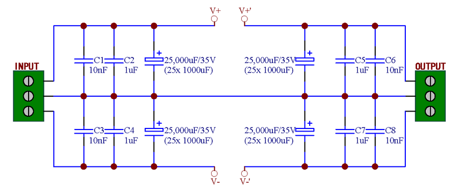 AudioWind 100,000uF Capacitors Module Board, for Upgrade Audio PreAMP or Power AMP.