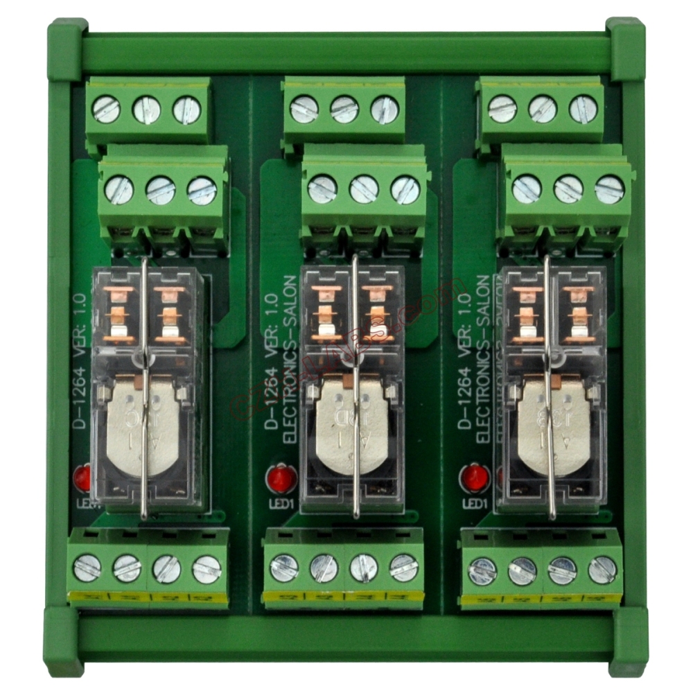 DIN Rail Mount AC/DC 5V Control 3 DPDT 5Amp Pluggable Power Relay Interface Module.