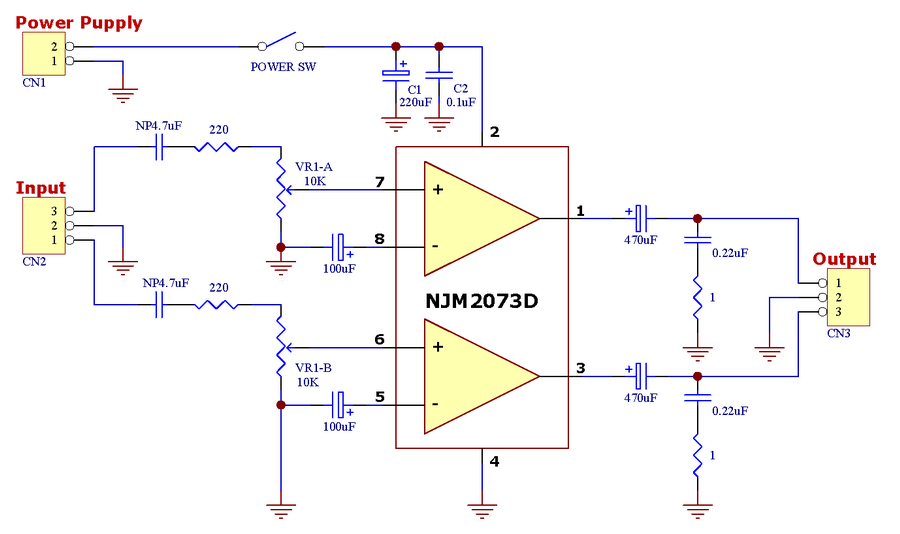 AUDIOWIND 2-Chl 0.7 Watt Audio Amplifier Module, Based on NJM2073.