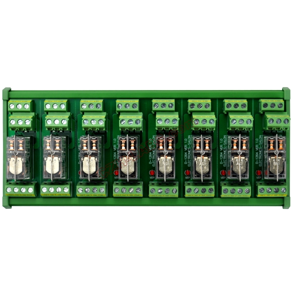 DIN Rail Mount AC/DC 24V Control 8 DPDT 5Amp Pluggable Power Relay Interface Module.