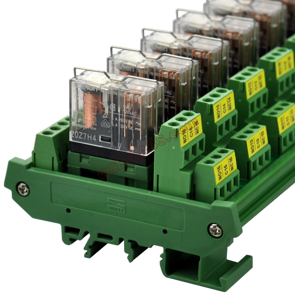 DIN Rail Mount AC/DC 12V Control 8 DPDT 5Amp Pluggable Power Relay Interface Module.