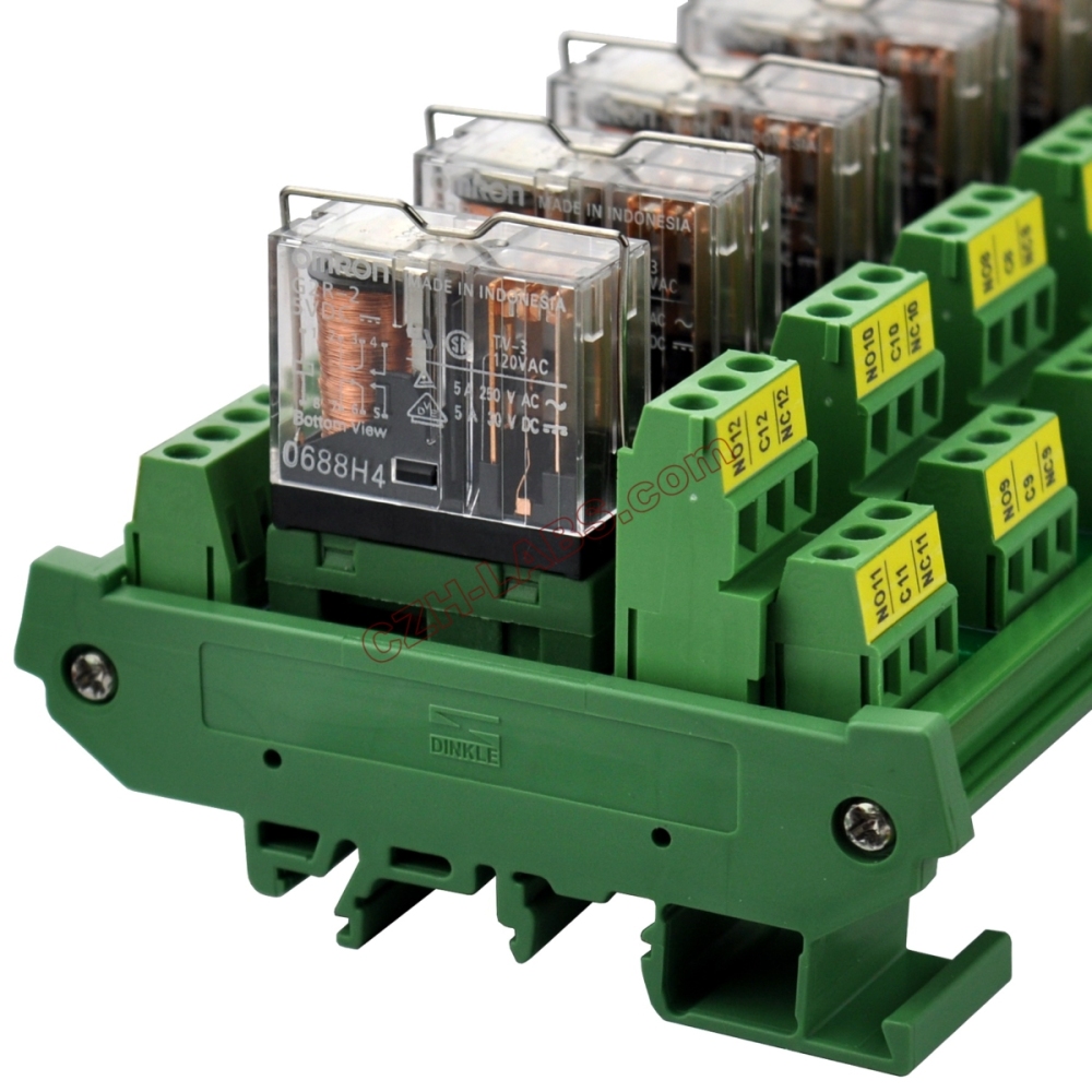 DIN Rail Mount AC/DC 5V Control 6 DPDT 5Amp Pluggable Power Relay Interface Module.
