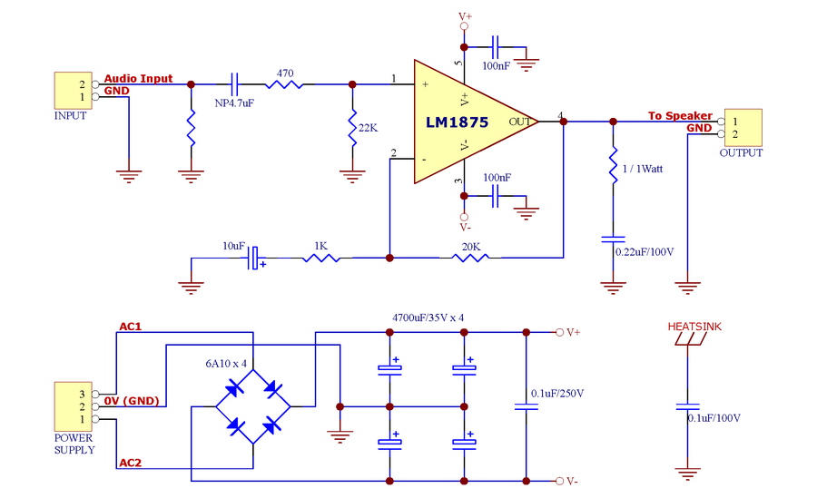 AUDIOWIND Mono 25W Audio Amplifier Module Board, Based on LM1875.