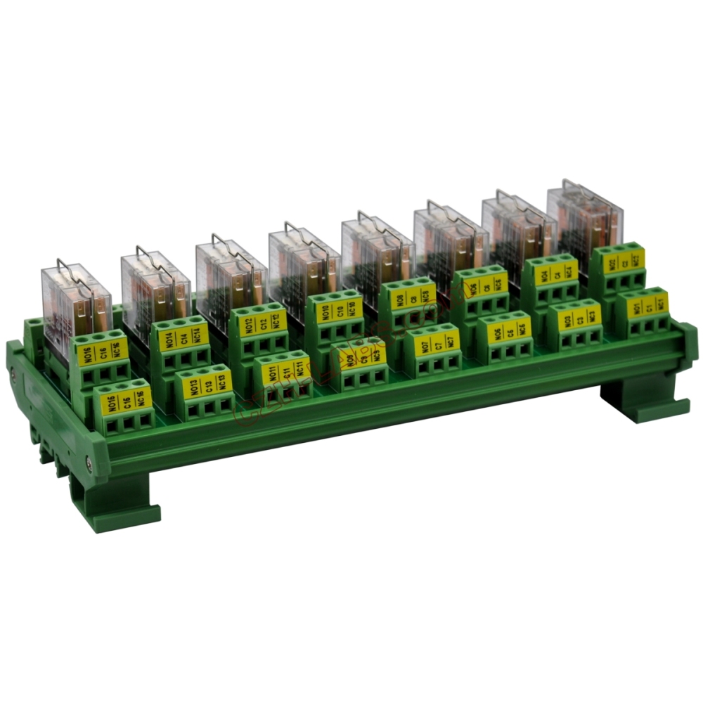DIN Rail Mount AC/DC 24V Control 8 DPDT 5Amp Pluggable Power Relay Interface Module.