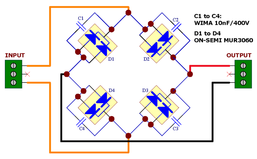 AudioWind 30A Bridge Rectifier Module Board, for High-Power Audio Amplifier, MUR3060.