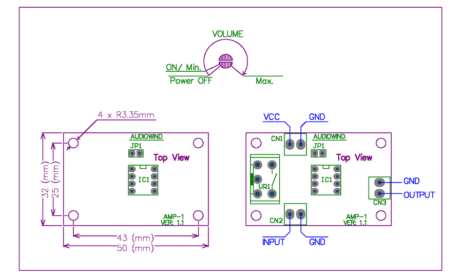 AUDIOWIND Battery Supply Audio Mono Amplifier Kit, NJM386D, LM386.