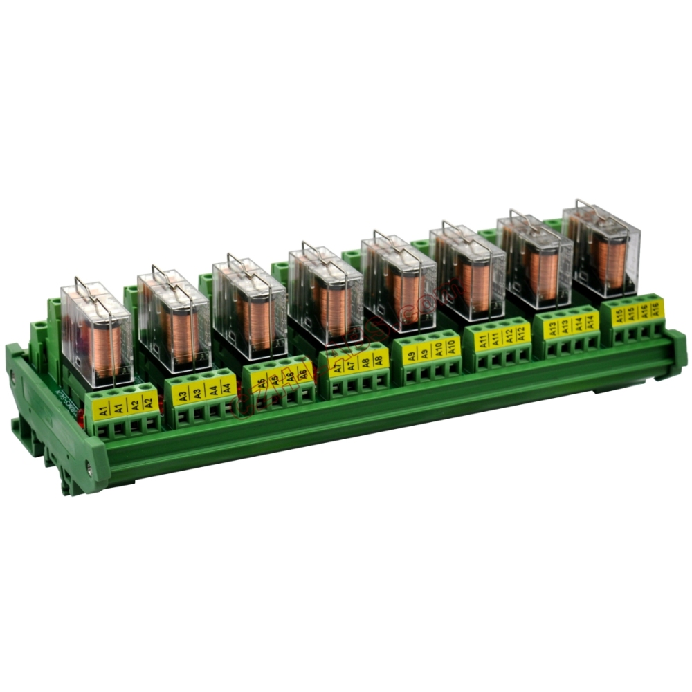DIN Rail Mount AC/DC 24V Control 8 DPDT 5Amp Pluggable Power Relay Interface Module.