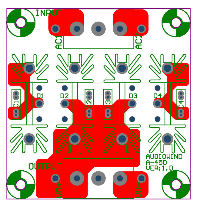 AudioWind 30A Bridge Rectifier Module Board, for High-Power Audio Amplifier, MUR3060.