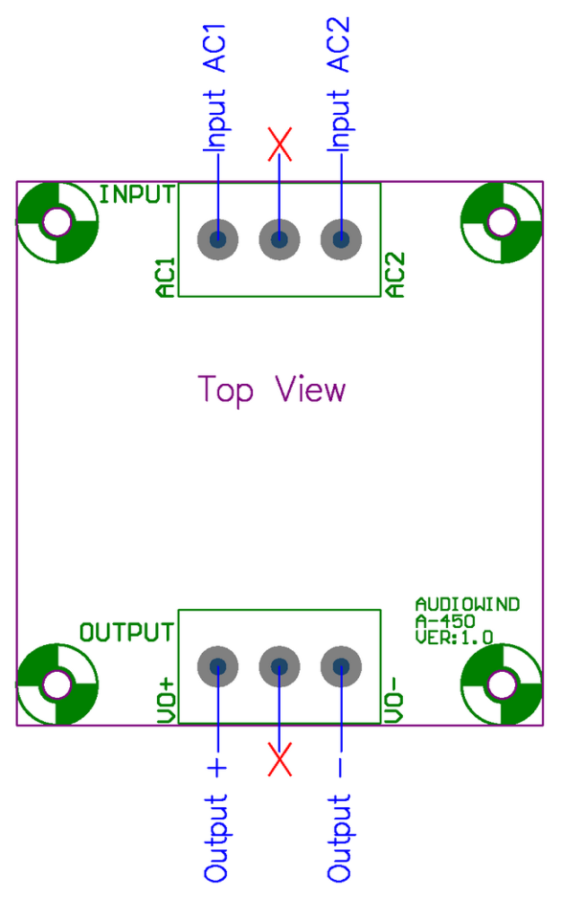 AudioWind 30A Bridge Rectifier Module Board, for High-Power Audio Amplifier, MUR3060.