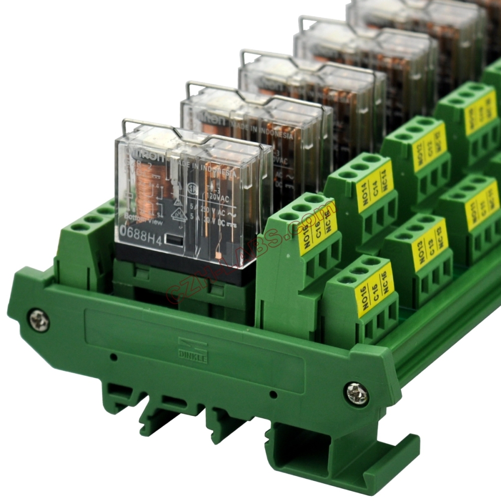 DIN Rail Mount AC/DC 5V Control 8 DPDT 5Amp Pluggable Power Relay Interface Module.