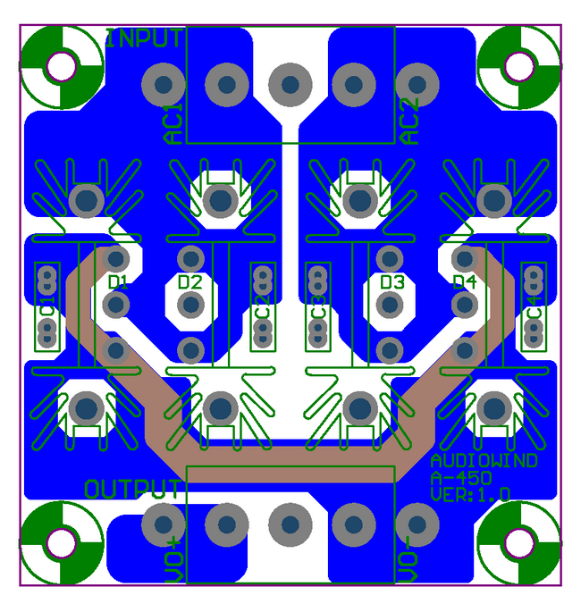AudioWind 30A Bridge Rectifier Module Board, for High-Power Audio Amplifier, MUR3060.