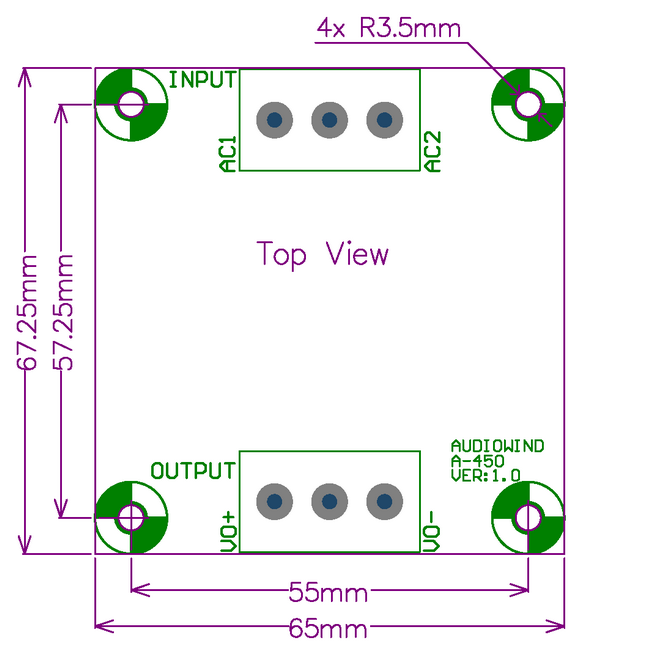 AudioWind 30A Bridge Rectifier Module Board, for High-Power Audio Amplifier, MUR3060.