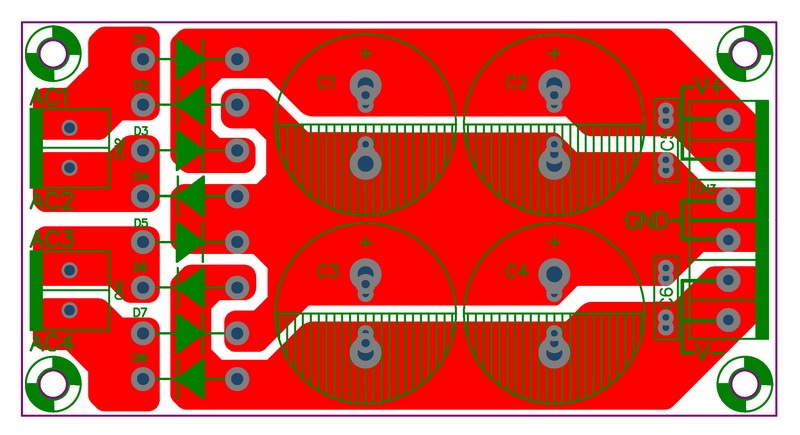ELECTRONICS-SALON +/-40V 3A Dual Bridge Dual Polarity Unregulated Power Supply Module.