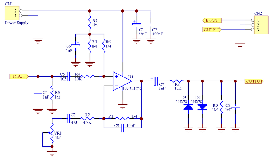 ELECTRONICS-SALON Guitar Distortion Effect Module Board, 1N270 Germanium Soft-clipped Distortion.