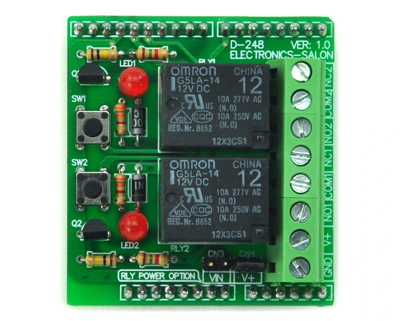 Spdt Relay Arduino ELECTRONICS-SALON Dual SPDT Power Relay Module, for Arduino Project ...