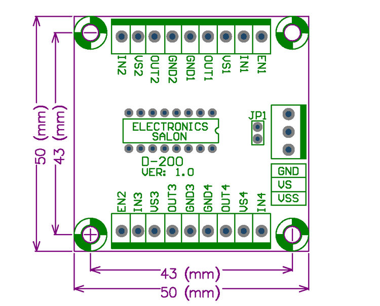 ELECTRONICS-SALON Push-Pull Four Channel Motor Driver Module, L293D.